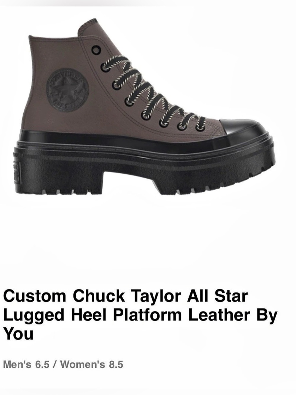 NWOT CUSTOM LEATHER Converse Chuck Taylor All Star Lugged Heel Platform Brown